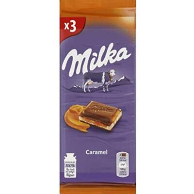 Milka Chocolat caramel Les 3 tablettes de de 100g - Publicité Milka Chocolat caramel Les 3 tablettes de de 100g - Publicité