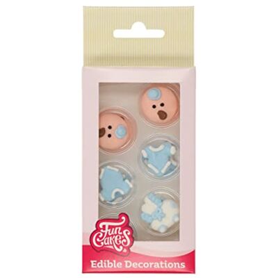 FunCakes Décorations en Sucre Bébé Bleu: Prêt à l'emploi pour la décoration de gâteaux, pour les cupcakes, les muffins et autres, Edible Sugar Decorations Baby Boy Set/12 - Publicité FunCakes Décorations en Sucre Bébé Bleu: Prêt à l'emploi pour la décoration de gâteaux, pour les cupcakes, les muffins et autres, Edible Sugar Decorations Baby Boy Set/12 - Publicité