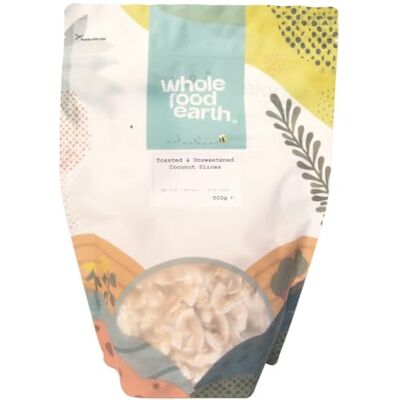Wholefood Earth Tranches de noix de coco grillées et non sucrées, sans OGM, végétaliennes, sans produits laitiers, sans sucre ajouté, 500 g - Publicité Wholefood Earth Tranches de noix de coco grillées et non sucrées, sans OGM, végétaliennes, sans produits laitiers, sans sucre ajouté, 500 g - Publicité