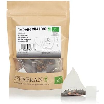 FRISAFRAN Thé noir Chai en pyramide Bio 30 unités 60g thé noir chai Sachets Antioxydant et énergisant naturel thé décaféiné Détox sans additifs thé aux épices Mélange instantané - Publicité FRISAFRAN Thé noir Chai en pyramide Bio 30 unités 60g thé noir chai Sachets Antioxydant et énergisant naturel thé décaféiné Détox sans additifs thé aux épices Mélange instantané - Publicité