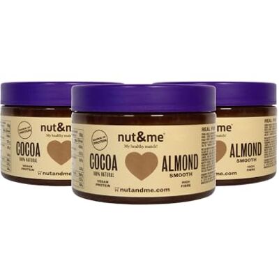 nut&me Crème d'amandes et de cacao 750g 55% amandes 100% naturel et sans gluten source de protéines et riche en fibres pâtisseries saines Pack 3 x 250 gr - Publicité nut&me Crème d'amandes et de cacao 750g 55% amandes 100% naturel et sans gluten source de protéines et riche en fibres pâtisseries saines Pack 3 x 250 gr - Publicité