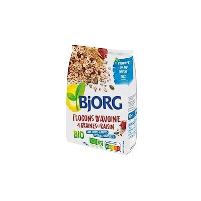 BJORG Flocons Avoine Graines Raisins Bio 375 g - Publicité BJORG Flocons Avoine Graines Raisins Bio 375 g - Publicité