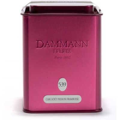 Dammann Frères Infusion Carcadet fruit de la passion et framboise de boîte métal 100 g - Publicité Dammann Frères Infusion Carcadet fruit de la passion et framboise de boîte métal 100 g - Publicité