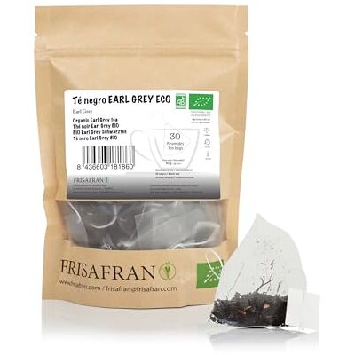 FRISAFRAN Thé noir Earl Grey biologique en pyramides 30 unités 60g Antiseptique Feuilles de thé noir Énergisant Sachets de thé noir Thé Frais et Floral comte gris Thé Earl Grey thé - Publicité FRISAFRAN Thé noir Earl Grey biologique en pyramides 30 unités 60g Antiseptique Feuilles de thé noir Énergisant Sachets de thé noir Thé Frais et Floral comte gris Thé Earl Grey thé - Publicité