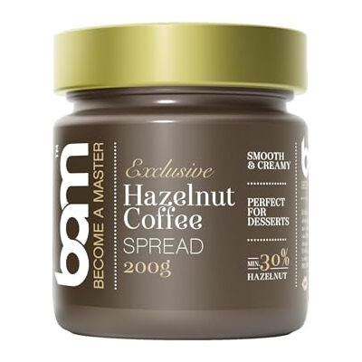 BAM Pâte à Tartiner aux Fruits à Coque de Qualité Supérieure – Parfaite pour Topping, Croissant, Dessert – 200g, Noisettes au café - Publicité BAM Pâte à Tartiner aux Fruits à Coque de Qualité Supérieure – Parfaite pour Topping, Croissant, Dessert – 200g, Noisettes au café - Publicité