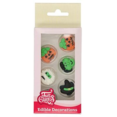 FunCakes Décorations en Sucre Halloween: Prêt à l'emploi pour la décoration de gâteaux, pour les cupcakes, les muffins et autres, Edible Sugar Decorations Set/12 - Publicité FunCakes Décorations en Sucre Halloween: Prêt à l'emploi pour la décoration de gâteaux, pour les cupcakes, les muffins et autres, Edible Sugar Decorations Set/12 - Publicité