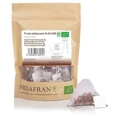FRISAFRAN Pyramides de Thé Rouge Pu Erh Bio 60Un 120g Minceur Diurétique Digestif Détox Brûleur de graisse Thé drainant tisane en sachets thé pu erh rouge infusion sans additifs - Publicité FRISAFRAN Pyramides de Thé Rouge Pu Erh Bio 60Un 120g Minceur Diurétique Digestif Détox Brûleur de graisse Thé drainant tisane en sachets thé pu erh rouge infusion sans additifs - Publicité