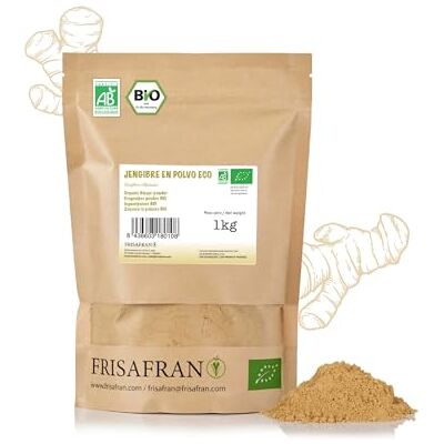 FRISAFRAN Gingembre Bio en poudre 1kg Épice Alimentation naturelle moulu Assaisonnement végétalien sans additifs saveur et arôme Gingembre naturel gingembre-moulu - Publicité FRISAFRAN Gingembre Bio en poudre 1kg Épice Alimentation naturelle moulu Assaisonnement végétalien sans additifs saveur et arôme Gingembre naturel gingembre-moulu - Publicité