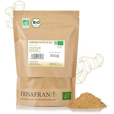 FRISAFRAN Gingembre Bio en poudre 500g Épice Alimentation naturelle moulu Assaisonnement végétalien sans additifs saveur et arôme Gingembre naturel gingembre-moulu - Publicité FRISAFRAN Gingembre Bio en poudre 500g Épice Alimentation naturelle moulu Assaisonnement végétalien sans additifs saveur et arôme Gingembre naturel gingembre-moulu - Publicité