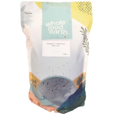Wholefood Earth Raisins Thompson secs sans pépins Sans OGM Végans Sans produits laitiers Sans sucre ajouté 1 kg - Publicité Wholefood Earth Raisins Thompson secs sans pépins Sans OGM Végans Sans produits laitiers Sans sucre ajouté 1 kg - Publicité