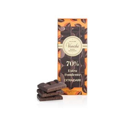 Venchi Mini Tablette de Chocolat Extra Noir 70%, 30 g Avec Mélanges de Cacao Sélectionnés Sans Gluten Végan - Publicité Venchi Mini Tablette de Chocolat Extra Noir 70%, 30 g Avec Mélanges de Cacao Sélectionnés Sans Gluten Végan - Publicité
