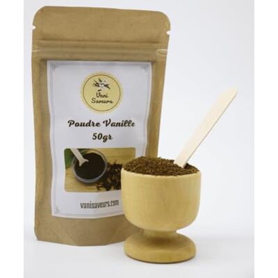 Vani Saveurs 50gr de Poudre de Vanille Naturelle Madagascar Emballage Recycable Français Qualité Premium - Publicité Vani Saveurs 50gr de Poudre de Vanille Naturelle Madagascar Emballage Recycable Français Qualité Premium - Publicité