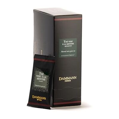 Dammann Frères Dammann Freres Sachets, Sachets de thé vert à la menthe, Thé vert français gastronomique premium, Mélange saveurs menthe verte, menthe poivrée, Emballés individuellement, 24 unités (Pack unique) - Publicité Dammann Frères Dammann Freres Sachets, Sachets de thé vert à la menthe, Thé vert français gastronomique premium, Mélange saveurs menthe verte, menthe poivrée, Emballés individuellement, 24 unités (Pack unique) - Publicité