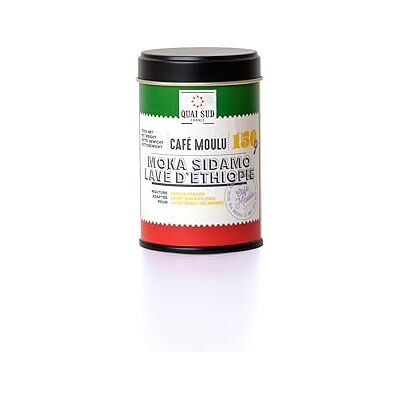 QUAI SUD Café Moka Sidamo Lavé Moulu boite pop 150g - Publicité QUAI SUD Café Moka Sidamo Lavé Moulu boite pop 150g - Publicité