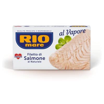 Rio Filetto di Salmone Cotto a Vapore al Natural Filet de saumon cuit à la vapeur 150 g Riche en oméga 3 - Publicité Rio Filetto di Salmone Cotto a Vapore al Natural Filet de saumon cuit à la vapeur 150 g Riche en oméga 3 - Publicité