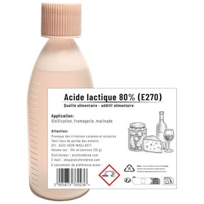 AlcoFermBrew Acide Lactique 80% 125 g – E270 Alimentaire pour Vin Maison, Fromage, Légumes Fermentés (Kimchi), Miel et Vinaigre Artisanal - Publicité AlcoFermBrew Acide Lactique 80% 125 g – E270 Alimentaire pour Vin Maison, Fromage, Légumes Fermentés (Kimchi), Miel et Vinaigre Artisanal - Publicité