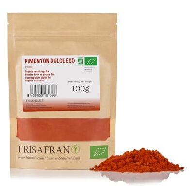 FRISAFRAN Paprika Doux en Poudre Bio 100g Épice doux assaisonnement poudre & moulu Paprika Fumé moulu doux Naturel et frais Récolté de manière durable saveur naturel - Publicité FRISAFRAN Paprika Doux en Poudre Bio 100g Épice doux assaisonnement poudre & moulu Paprika Fumé moulu doux Naturel et frais Récolté de manière durable saveur naturel - Publicité