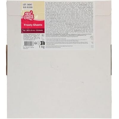 FunCakes Feuilles givrées pk, 25, Imprimante Alimentaire, Idéal pour un Gâteau Photo, pour Imprimer des Photos et des Images Lot de 25 - Publicité FunCakes Feuilles givrées pk, 25, Imprimante Alimentaire, Idéal pour un Gâteau Photo, pour Imprimer des Photos et des Images Lot de 25 - Publicité