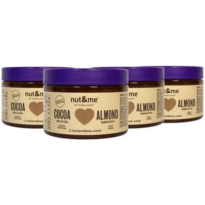 nut&me Crème d'amandes et de cacao 1 kg 55% amandes 100% naturel et sans gluten source de protéines et riche en fibres pâtisseries saines Pack 4 x 250 gr - Publicité nut&me Crème d'amandes et de cacao 1 kg 55% amandes 100% naturel et sans gluten source de protéines et riche en fibres pâtisseries saines Pack 4 x 250 gr - Publicité