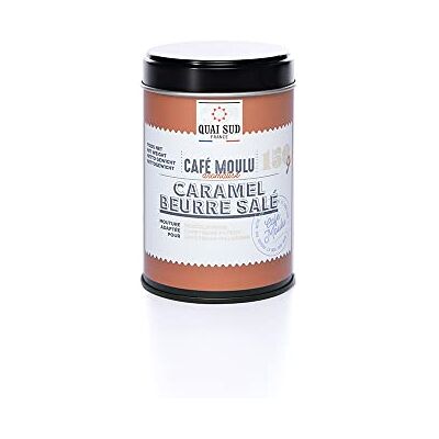 QUAI SUD CAFE MOULU AROMATISE CARAMEL BEURRE SALE 150 G Boîte réutilisable - Publicité QUAI SUD CAFE MOULU AROMATISE CARAMEL BEURRE SALE 150 G Boîte réutilisable - Publicité