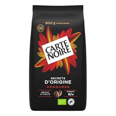 Carte Noire GRAIN 900G HONDURAS BIO STD 6CA Intensité 6 100% Arabica Arôme délicat & fruité Torréfaction Blonde - Publicité Carte Noire GRAIN 900G HONDURAS BIO STD 6CA Intensité 6 100% Arabica Arôme délicat & fruité Torréfaction Blonde - Publicité