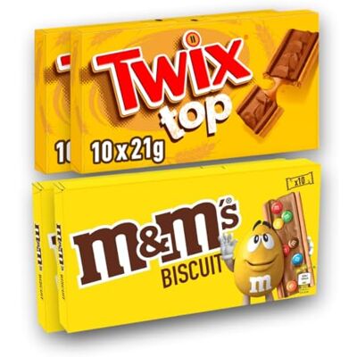 M&M's Mix Biscuits Chocolat TWIX TOP & – Lot de 40 Biscuits Individuels – TWIX x20 (210g) + Biscuit x20 (198g) – Snack Chocolaté à Emporter ou Partager - Publicité M&M's Mix Biscuits Chocolat TWIX TOP & – Lot de 40 Biscuits Individuels – TWIX x20 (210g) + Biscuit x20 (198g) – Snack Chocolaté à Emporter ou Partager - Publicité
