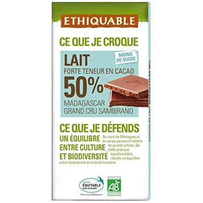 ETHIQUABLE Chocolat Lait 50% Cacao Madagascar Bio 100G Lot De 4 - Publicité ETHIQUABLE Chocolat Lait 50% Cacao Madagascar Bio 100G Lot De 4 - Publicité