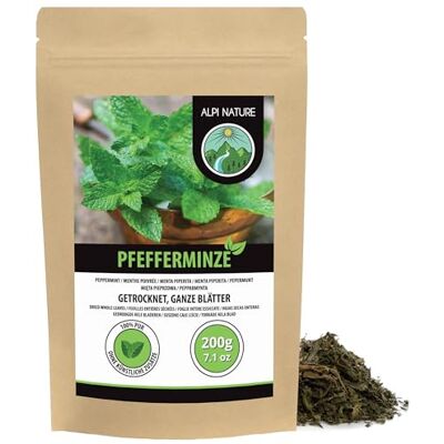 Alpi Nature Menthe Poivrée Tisane 200g, Feuilles Entières de Menthe Poivrée Séchée, Thé en Vrac - Publicité Alpi Nature Menthe Poivrée Tisane 200g, Feuilles Entières de Menthe Poivrée Séchée, Thé en Vrac - Publicité