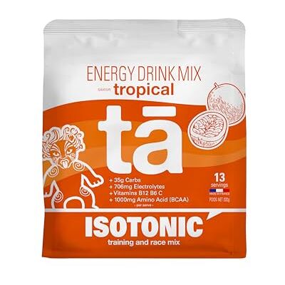 TA Boisson Énergétique fabriquée en France. Apport en Glucides, Electrolytes (sodium, magnésium, possium) Vit (C, B6, B12) et BCAA. Sac de 520g soit 13 bidons de 500ml (Tropical) - Publicité TA Boisson Énergétique fabriquée en France. Apport en Glucides, Electrolytes (sodium, magnésium, possium) Vit (C, B6, B12) et BCAA. Sac de 520g soit 13 bidons de 500ml (Tropical) - Publicité