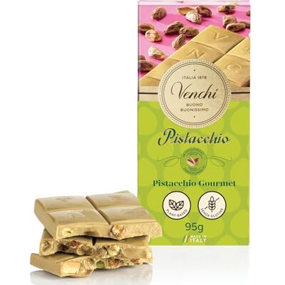 Venchi Tablette de Chocolat Pistache Gourmet, Chocolat Blanc et Crème de Pistache, 100 g, avec Pistaches Entières, Sans Gluten, Sans Colorants et Sans Conservateurs - Publicité Venchi Tablette de Chocolat Pistache Gourmet, Chocolat Blanc et Crème de Pistache, 100 g, avec Pistaches Entières, Sans Gluten, Sans Colorants et Sans Conservateurs - Publicité