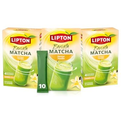 Lipton Barista Matcha Saveur Vanille, Boisson à l’avoine avec une touche Vanille, Sticks prêts à l’emploi (Lot de 3 x 10 sticks), version chaude ou froide, Sans sucres ajoutés* - Publicité Lipton Barista Matcha Saveur Vanille, Boisson à l’avoine avec une touche Vanille, Sticks prêts à l’emploi (Lot de 3 x 10 sticks), version chaude ou froide, Sans sucres ajoutés* - Publicité