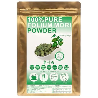 Plant Gift 100% Pure Mulberry Leaf Powder 桑叶粉 Poudre naturelle, excellente saveur pour boissons, smoothies, yaourt, torréfaction, gâteaux et boissons, poudre non génétiquement modifiée 100g / 3.25oz - Publicité Plant Gift 100% Pure Mulberry Leaf Powder 桑叶粉 Poudre naturelle, excellente saveur pour boissons, smoothies, yaourt, torréfaction, gâteaux et boissons, poudre non génétiquement modifiée 100g / 3.25oz - Publicité