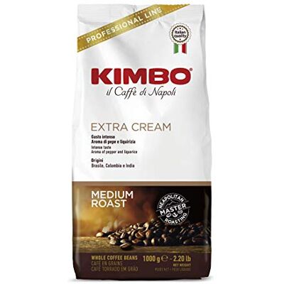 Kimbo Grains de Café Extra Cream Arabica 50%/Robusta 50% 1 kg - Publicité Kimbo Grains de Café Extra Cream Arabica 50%/Robusta 50% 1 kg - Publicité