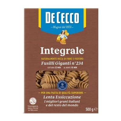 De Cecco Fusilli Giganti n° 234 Integrali Lot de 6 pâtes à grains entiers Pâtes semoules de blé dur 500 g - Publicité De Cecco Fusilli Giganti n° 234 Integrali Lot de 6 pâtes à grains entiers Pâtes semoules de blé dur 500 g - Publicité