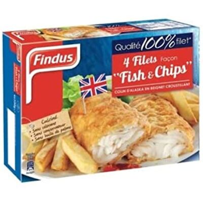 Findus 4 Filets de Colin d'Alaska Façon Fish/Chips 400 g - Publicité Findus 4 Filets de Colin d'Alaska Façon Fish/Chips 400 g - Publicité