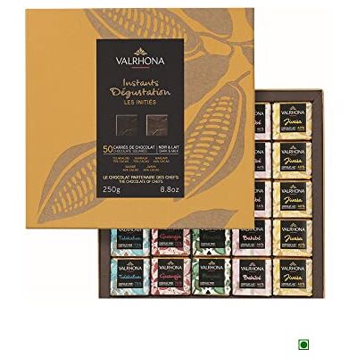 VALRHONA Coffret Les initiés 50 carrés de chocolats noir et lait - Publicité VALRHONA Coffret Les initiés 50 carrés de chocolats noir et lait - Publicité