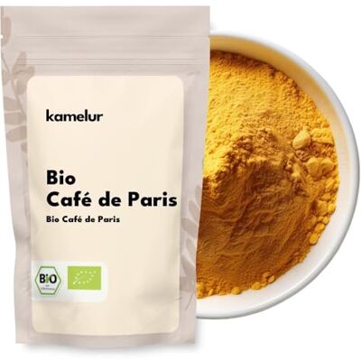 Kamelur 250g de mélange d'épices BIO Cafe de Paris Épices Café de Paris les meilleures épices BIO dans un emballage biodégradable - Publicité Kamelur 250g de mélange d'épices BIO Cafe de Paris Épices Café de Paris les meilleures épices BIO dans un emballage biodégradable - Publicité