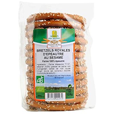 Moulin des Moines Bretzels royales d'épeautre au sésame bio 30 g - Publicité Moulin des Moines Bretzels royales d'épeautre au sésame bio 30 g - Publicité