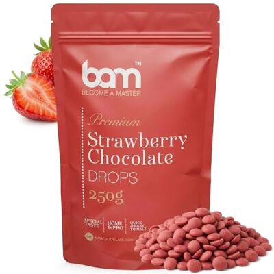 BAM Pépites de Chocolat – Chocolat Blanc avec arôme pour Desserts, Ganaches, Crèmes – Chocolat Pâtissier Raffiné (Fraise Chocolat 250 g) - Publicité BAM Pépites de Chocolat – Chocolat Blanc avec arôme pour Desserts, Ganaches, Crèmes – Chocolat Pâtissier Raffiné (Fraise Chocolat 250 g) - Publicité