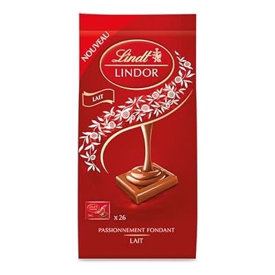 Lindt Sachet LINDOR Chocolat Lait Carrés Cœur Fondant 188g - Publicité Lindt Sachet LINDOR Chocolat Lait Carrés Cœur Fondant 188g - Publicité