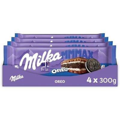 Milka 4 Tablettes de Chocolat au Lait MMMAX Oreo 300g Chocolat au Tendre Lait du Pays Alpin Lot de Tablettes de Chocolat et Biscuit Oreo Lot de 4x300g - Publicité Milka 4 Tablettes de Chocolat au Lait MMMAX Oreo 300g Chocolat au Tendre Lait du Pays Alpin Lot de Tablettes de Chocolat et Biscuit Oreo Lot de 4x300g - Publicité