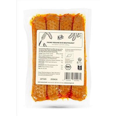 KoRo Saucisse vegan "bratwurst" bio 200 g - Publicité KoRo Saucisse vegan "bratwurst" bio 200 g - Publicité