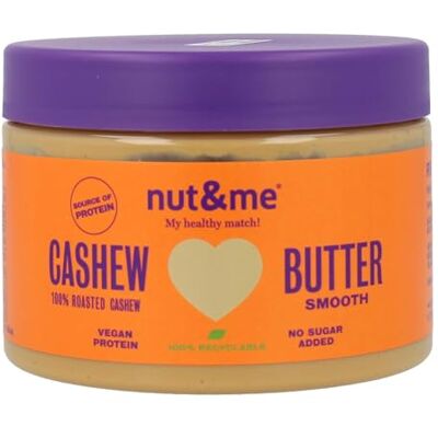nut&me Beurre de noix de cajou 300g 100% Purée de noix de cajou grillées sans sucre ajouté Vegan, riche en fibres et low carb Pâte à tartiner, cuisiner et pour pâtisserie - Publicité nut&me Beurre de noix de cajou 300g 100% Purée de noix de cajou grillées sans sucre ajouté Vegan, riche en fibres et low carb Pâte à tartiner, cuisiner et pour pâtisserie - Publicité