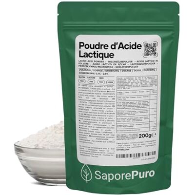 SaporePuro Acide Lactique en Poudre 200 g – Qualité Alimentaire Pure – Pour Boulangerie, Produits Laitiers, Boissons Fermentées et Usage Cosmétique - Publicité SaporePuro Acide Lactique en Poudre 200 g – Qualité Alimentaire Pure – Pour Boulangerie, Produits Laitiers, Boissons Fermentées et Usage Cosmétique - Publicité