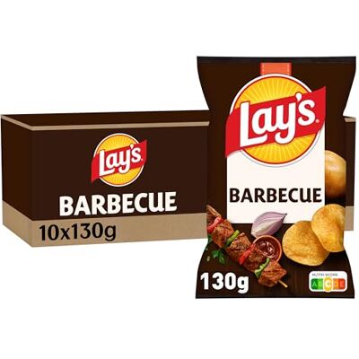 Lay's Chips Saveur Barbecue 130g Lot de 10 - Publicité Lay's Chips Saveur Barbecue 130g Lot de 10 - Publicité