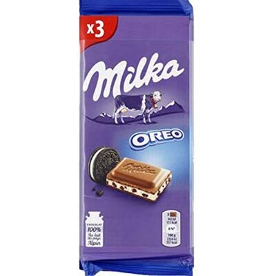 Milka Tablette de chocolat au lait fourre Oreo Le lot de 3 tablettes de 100g - Publicité Milka Tablette de chocolat au lait fourre Oreo Le lot de 3 tablettes de 100g - Publicité