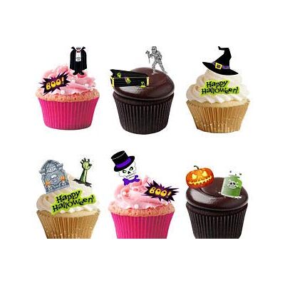 Top That Lot de 54 décorations en papier gaufrette comestible pour gâteaux sur le thème de Halloween, Multicolore - Publicité Top That Lot de 54 décorations en papier gaufrette comestible pour gâteaux sur le thème de Halloween, Multicolore - Publicité