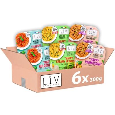 LIV HAPPY FOOD LÏV Happy Food Lot Plats Cuisinés Konjac, 6x300g, Low Calorie, Premium - Publicité LIV HAPPY FOOD LÏV Happy Food Lot Plats Cuisinés Konjac, 6x300g, Low Calorie, Premium - Publicité
