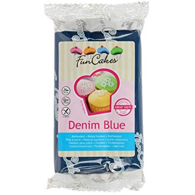 FunCakes Pâte à Sucre Demin Bleu Facile à Utiliser Lisse Flexible Doux Décoration de Gâteaux Halal Casher sans Gluten 250 g - Publicité FunCakes Pâte à Sucre Demin Bleu Facile à Utiliser Lisse Flexible Doux Décoration de Gâteaux Halal Casher sans Gluten 250 g - Publicité