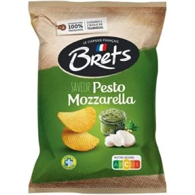 BRETS Pesto Mozzarella Chips croustillantes au goût de pesto et mozzarella le goût des chips de France snack chips de pommes de terre avec huile de tournesol 125g - Publicité BRETS Pesto Mozzarella Chips croustillantes au goût de pesto et mozzarella le goût des chips de France snack chips de pommes de terre avec huile de tournesol 125g - Publicité